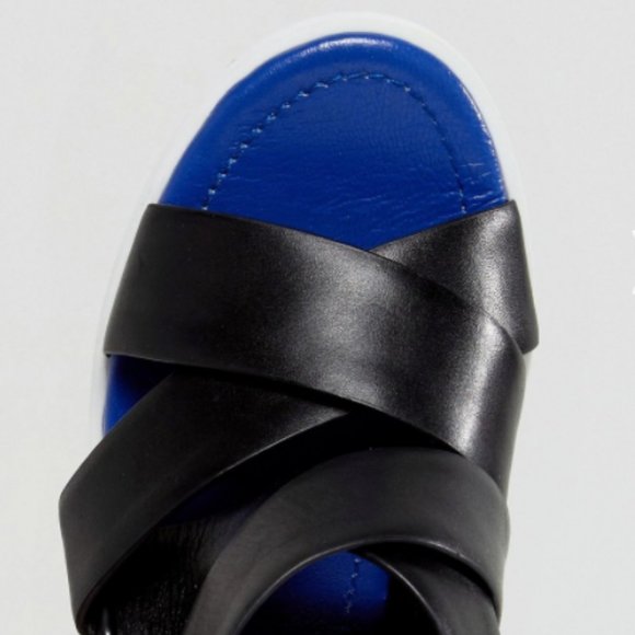 ASOS WHITE Tulipa Premium Leather Color Block Heeled Sandals - Picture 4 of 9